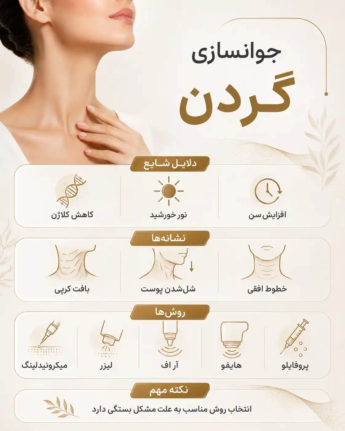 جوانسازی گردن؛ بهترین روش‌ها برای چروک و افتادگی گردن