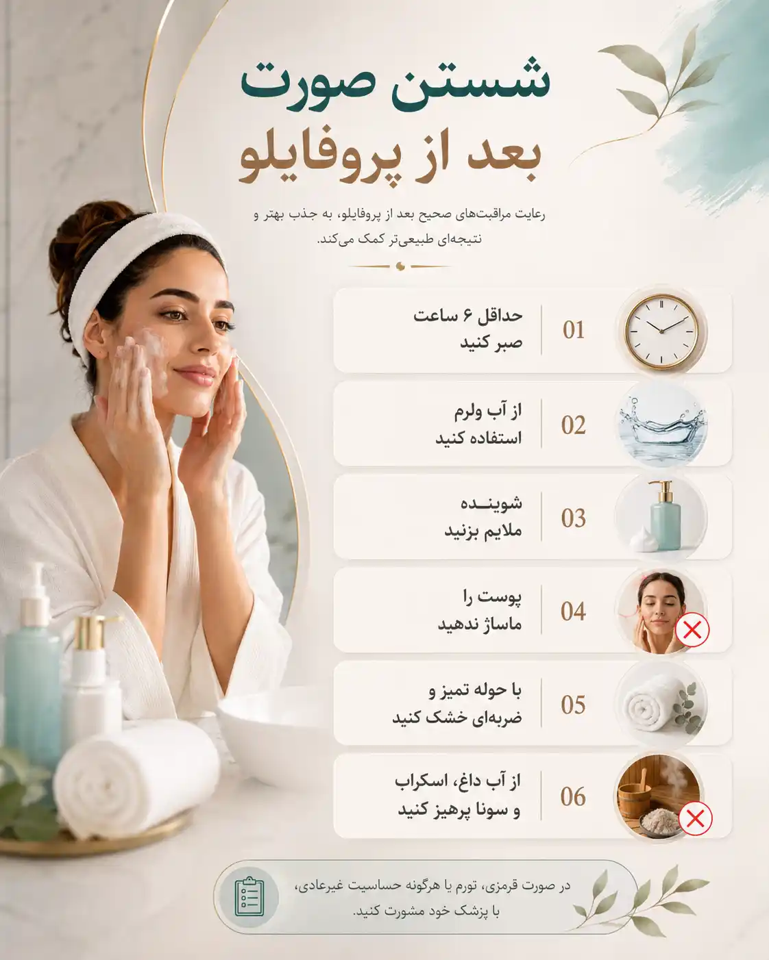 شستن صورت بعد از پروفایلو؛ زمان و روش صحیح شستشو