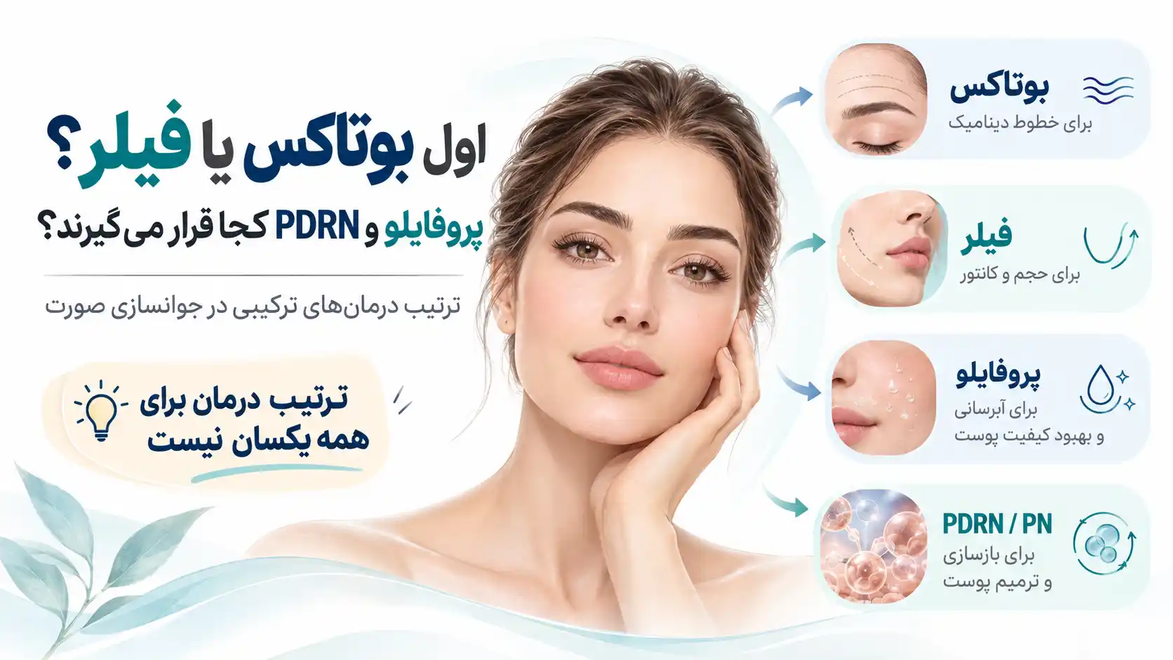 ترتیب انجام بوتاکس، فیلر، پروفایلو و PDRN؛ اول کدام بهتر است؟